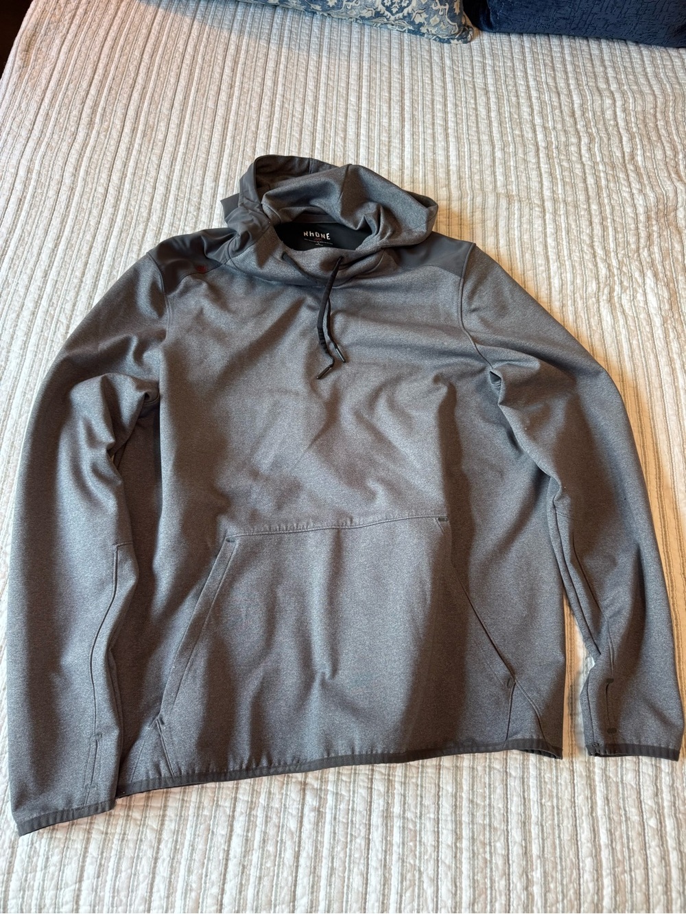 RHONE Heather Gray Men's Pullover Hoodie with Kangaroo Pocket Sz L